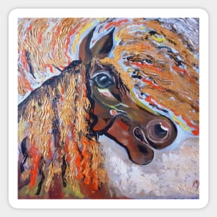 Golden horse - painting Sticker